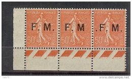 FM 6 + 6a+ 6b SE TENANT COIN DE FEUILLE ** - Timbres De Franchise Militaire