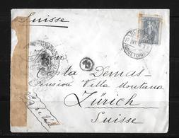1915 Greece → WW 1 French Censored Piraeus Letter Cover To Zurich, Switzerland - Lettres & Documents