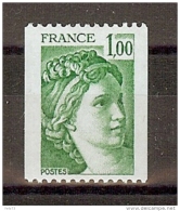 N° 1981A SABINE 1F VERT DE ROULETTE AVEC 2 BANDES DE PHOSPHORE AU LIEU D'UNE ** - Unused Stamps