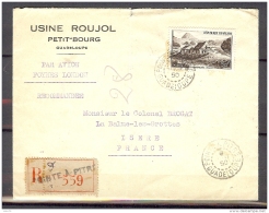 N° 843 DE FRANCE OBLITERE POINTE A PITRE DE 1950 SUR ENVELOPPE RECOMMANDEE - Lettres & Documents