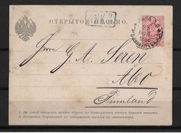 1886 Latvia → Russian Period 3 K PS Postcard Riga Cover To Abo, Finland - Stamped Stationery