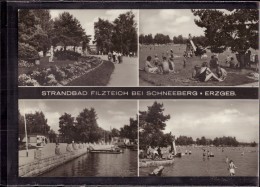 Schneeberg Im Erzgebirge - S/w Strandbad Filzteich 2   Mit Stempel Kinderferienlager Des BDVP Karl Marx Stadt - Schneeberg