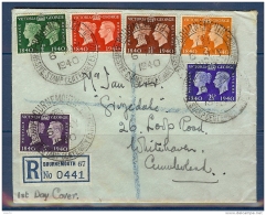 N° 227/232 SERIE DU CENTENAIRE SUR ENVELOPPE OBLITEREE PJ DU 06/05/40 DE BOURNEMOUTH - Poststempel