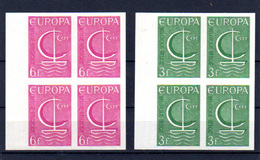 1966 EUROPA  Belgique, Yv. 1389 / 1390** Non Dentelé (tirage Seulement 28 Blocs De 4), - Other & Unclassified
