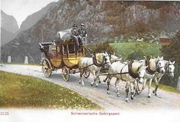 SCHWEIZERISCHE GEBIRGSPOST → 5er Perdegespann Im Gebirge, Ca.1900 - Risch-Rotkreuz