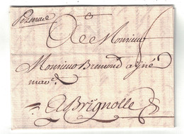 1749 - LETTRE LAC Avec MARQUE MANUSCRITE " PEZENAS " (HERAULT) Pour BRIGNOLES (VAR) LENAIN - 1701-1800: Precursors XVIII