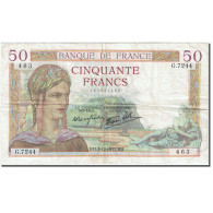 France, 50 Francs, 50 F 1934-1940 ''Cérès'', 1933, 1937-12-02, TTB, Fay 18.5 - 50 F 1934-1940 ''Cérès''