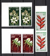 COMORES PA N° 26 à 28 PAIRE  NON DENTELES  NEUFS SANS CHARNIERE COTE 120.00€  FLEUR - Poste Aérienne
