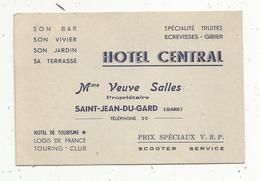 Carte De Visite , HOTEL CENTRAL , SAINT JEAN DU GARD , 30 , GARD , Verso : Facture - Visiting Cards