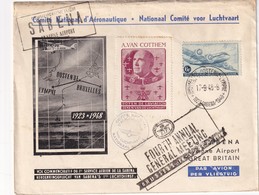 BELGIQUE 1948 PLI AERIEN DE BRUXELLES VOL COMMEMORATIF - Lettres & Documents