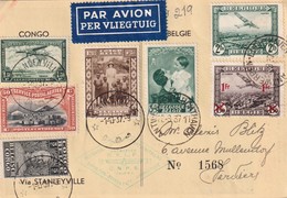 BELGIQUE 1937 PLI AERIEN DE ANVERS VIA STANLEYVILLE - Storia Postale