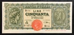 50 LIRE ITALIA TURRITA 10 12 1944  Fds OTTIMO BIGLIETTO  LOTTO 2061 - 50 Lire