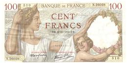 Billet  >  France > Suite De 2 Billets Mème Numéro 26028 510 Et 511 100 Francs 1941 - 100 F 1939-1942 ''Sully''