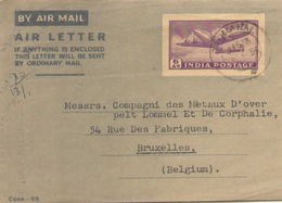 INDE FRAGMENT D AEROGRAMME POUR BRUXELLE 1953 - Luchtpostbladen