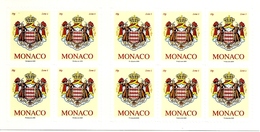 MONACO, 2009, Booklet/carnet 16, Blason De Grimaldi, 10x Zone A - Booklets