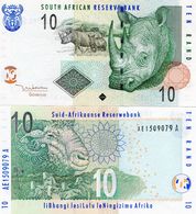 South Africa 2005 10 RAND R10 Rhino Uncirculated Banknote Tito Mboweni Governor - Suráfrica