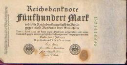 ALLEMAGNE – Reichsbanknote - 500 Mark – 07/07/1922 - 500 Mark