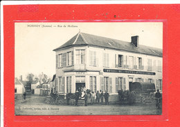 80 HORNOY Le BOURG Cpa Animée Café Hotel De France Duneufgermain Rue De Molliens   Edit Fefebvre - Hornoy Le Bourg