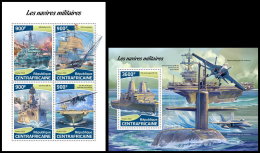 CENTRAL AFRICA 2018 MNH** Military Ships Kriegsschiffe Navires Militaires M/S+S/S - IMPERFORATED - DH1828 - Bateaux