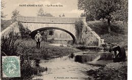 NW_cpa 38_ST ANDRE LE GAZ  Le Pont Du Gaz, Lavandières Laveuses, Promeneur - Saint-André-le-Gaz