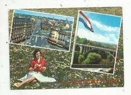 Mo , Cp , LUXEMBOURG ,multi Vues , Av. De La Liberté , Pont Adolphe , Voyagée 1964 , Pin Up - Luxembourg - Ville