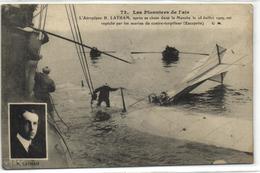 1 Cpa L'aéroplane H. Latham, Après Sa Chute Dans La Manche Le 18 Juillet 1909 - Accidentes