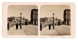 0054 " ROMA - PONTE GARIBALDI -  VEDUTA " CART. STEREOSCOPICA ORIG. - Stereoscope Cards