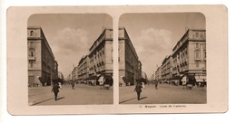 0058 " NAPOLI - CORSO RE UMBERTO -  VEDUTA " CART. STEREOSCOPICA ORIG. - Stereoscope Cards