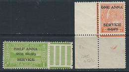 Travancore-cochin 1949 - ½a On 1ch & 1a On 2ch Perf 11 Officials SG011b & O12b No Gum As Issued Cat £4.50 SG2020 - Travancore-Cochin