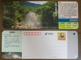 Jinshashui Resort Stream Waterfall Rafting On Rubber Boat,CN 14 Tourism In Guangxi Small Size Ticket Pre-stamped Card - Rafting