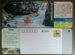 Guilin Wupaihe River Rafting On Rubber Boat,cliff Waterfall,CN14 Tourism In Guangxi Small Size Ticket Pre-stamped Card - Rafting