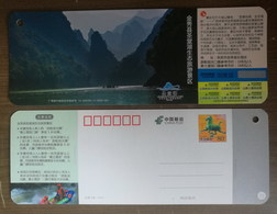 Jinxiu Lake Scenic Spot,rafting On Rubber Boat,CN 14 Tourism In Guangxi Small Size Ticket Advert Pre-stamped Card - Rafting