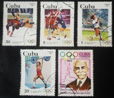 LOTE DE CINCO SELLOS DE CUBA. TEMA JUEGOS OLIMPICOS DE LOS ANGELES 1984 - Lots & Serien