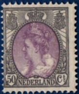 Nederland 1914 50 Cent Willemina Grijs En Violet MNH, Mi 80, Grey And Purple - Nuovi