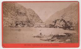 CDV Photo Originale XIXème Hospice Et Lac Du Grimsel Barque Par Charnaux Genève Cdv 2329 - Ancianas (antes De 1900)