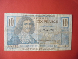 Billet Saint-Pierre-et-Miquelon, 10 Francs, Undated (1950-1960), TB+, KM:23 - COLBERT - Other & Unclassified