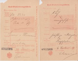 Schleswig-Holstein Wohl Nv L1 Schleswig 2 Postscheine 1887-94 - Schleswig-Holstein