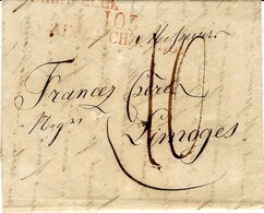 1813- TERR. CONQUIS -lettre De 103 /AIX LA CHAPELLE ( La Roër ) 52 Mm Rouge Pour Limoges - 1792-1815: Départements Conquis