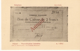 Auvelais : Bon De Caisse De 2 Francs ( Noodgeld) - Sambreville