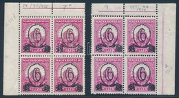 * 1931 Kisegít? Bélyegek I. 502 és 506 Négyestömbök, Ritkább Fogazással / Mi 472x B + 472y B Blocks Of 4. Signed: Bloch - Autres & Non Classés