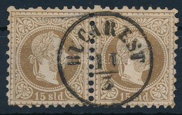 O Magyar Posta Romániában 1867 15sld Pár 'BUCAREST' (88.000+) (foghiba / Perf Fault) - Sonstige & Ohne Zuordnung