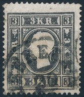 O 1858 Könyvnyomat Szürkésfekete 3kr 'megvastagodott áll' Lemezhibával / With Plate Variety - Otros & Sin Clasificación