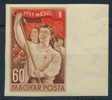 ** 1953 Május 1 ívszéli Vágott Bélyeg (8.000++) Eltolódott Piros Színnyomat (a Férfi Vállán Piros Csík) - Other & Unclassified