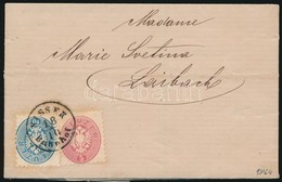 1864 5kr + 10kr Levélen 'SISSEK Bahnhof' - Laibach - Other & Unclassified