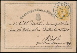 1870 Díjjegyes Levelez?lap / PS-card Kék/blue 'SZILAS-BALHÁS' - Pesth - Altri & Non Classificati