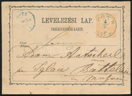 1874 Díjjegyes Levelez?lap / PS-card Kék / Blue 'FÓTH PEST M.' - Mähren - Other & Unclassified