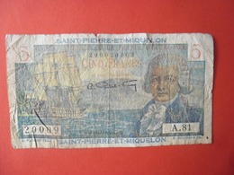 Billet Saint-Pierre-et-Miquelon, 5 Francs,1946, B+, KM:22 - BOUGAINVILLE - Sonstige & Ohne Zuordnung