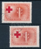 O 1957 Postáskórház 2 + 1 Ft Eltolódott Vöröskereszt + Támpéldány - Otros & Sin Clasificación