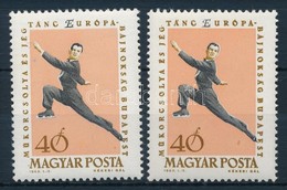 ** 1963 M?korcsolya 2 X 40f, Balra Illetve Jobbra Tolódott Fekete Színnyomat - Otros & Sin Clasificación