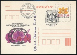 1986 Nemzetközi Orchidea és Bromélia Konferencia Díjjegyes Levelez?lap Els?napi Bélyegzéssel, A Tervez?, Widerkomm Ervin - Otros & Sin Clasificación